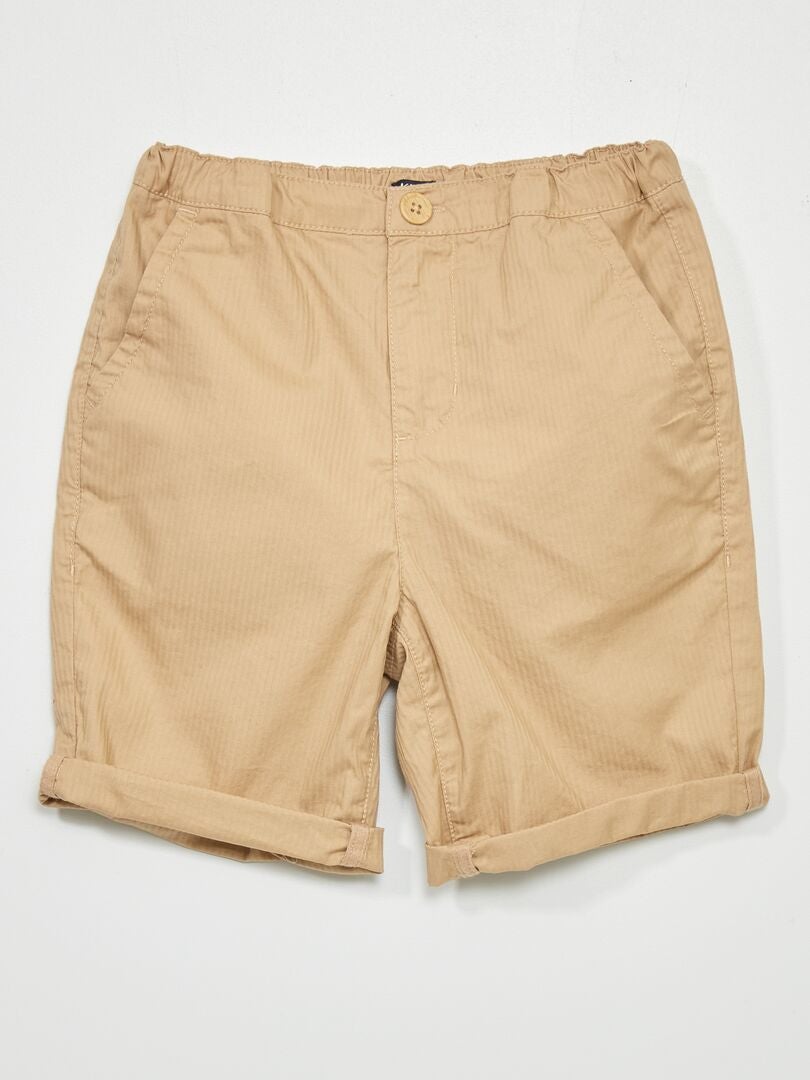 Bermuda uni en coton Beige - Kiabi