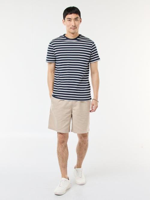 Bermuda uni en coton et lin - Kiabi