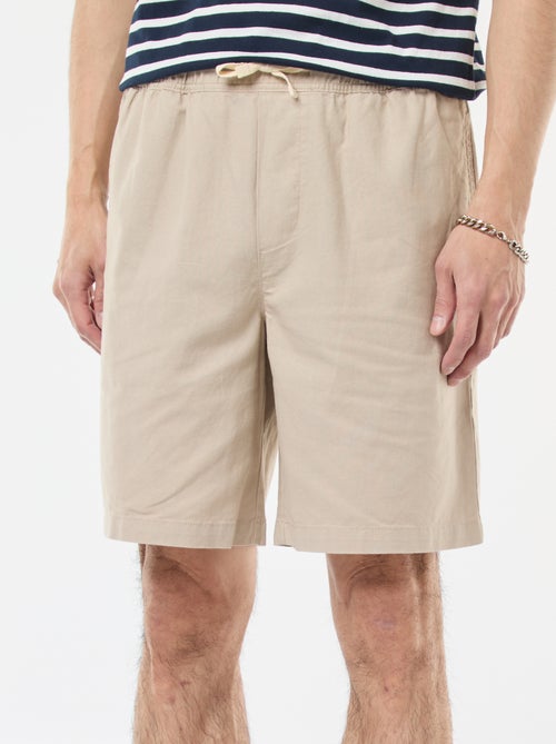 Bermuda uni en coton et lin - Kiabi