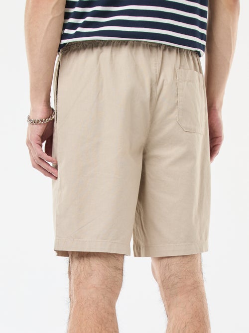 Bermuda uni en coton et lin - Kiabi