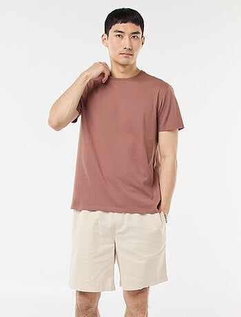Bermuda uni en coton et lin