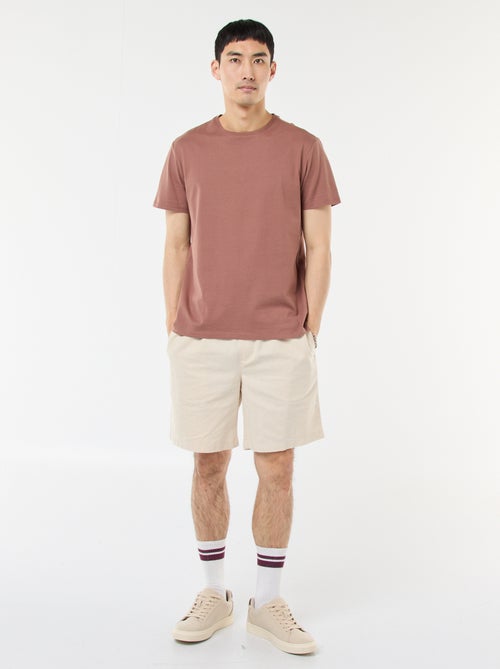 Bermuda uni en coton et lin - Kiabi