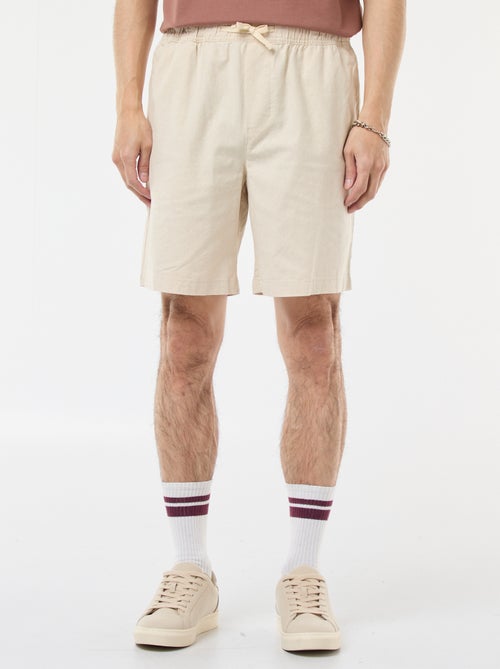 Bermuda uni en coton et lin - Kiabi