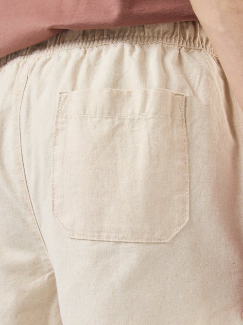 Bermuda uni en coton et lin - Kiabi