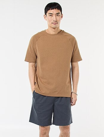 Bermuda uni en coton et lin