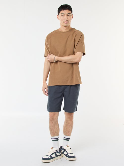 Bermuda uni en coton et lin - Kiabi