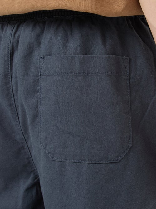 Bermuda uni en coton et lin - Kiabi