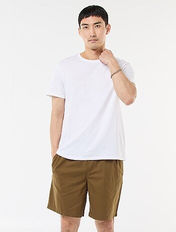 Bermuda uni en coton et lin