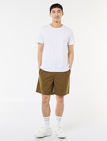 Bermuda uni en coton et lin