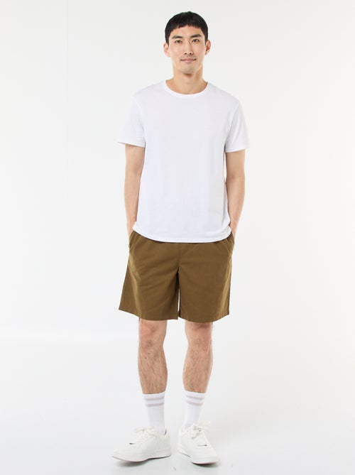 Bermuda uni en coton et lin - Kiabi