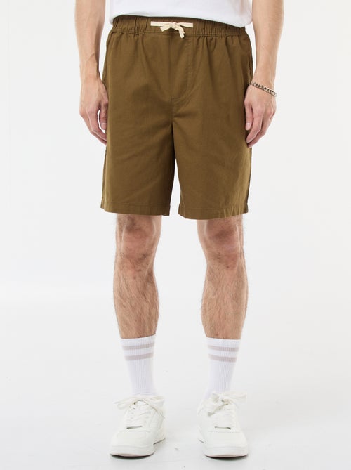 Bermuda uni en coton et lin - Kiabi