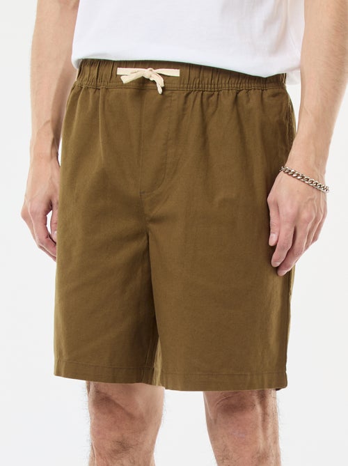 Bermuda uni en coton et lin - Kiabi