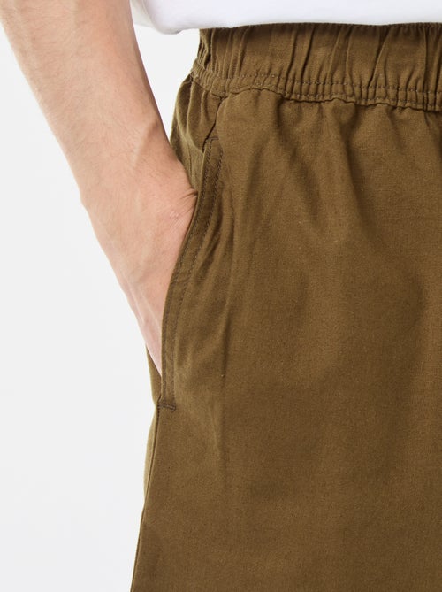 Bermuda uni en coton et lin - Kiabi