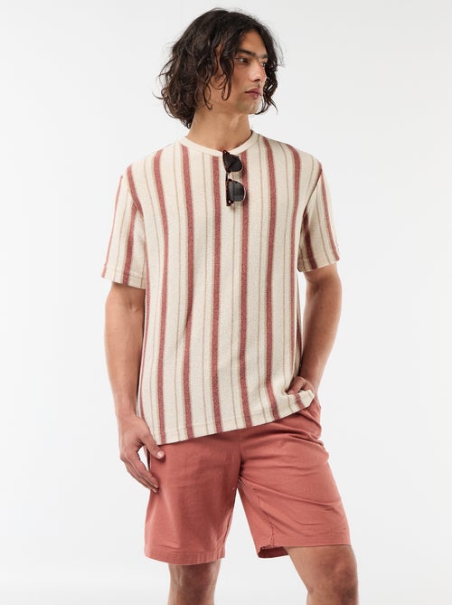 Bermuda uni en lin mélangé - Kiabi