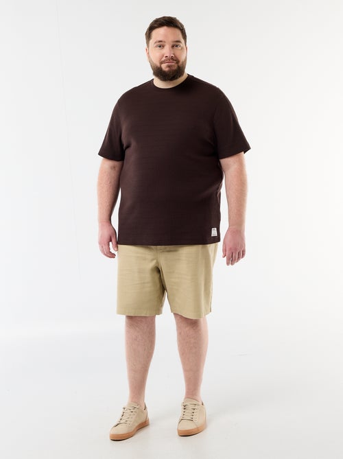 Bermuda uni en matière dobby - Kiabi