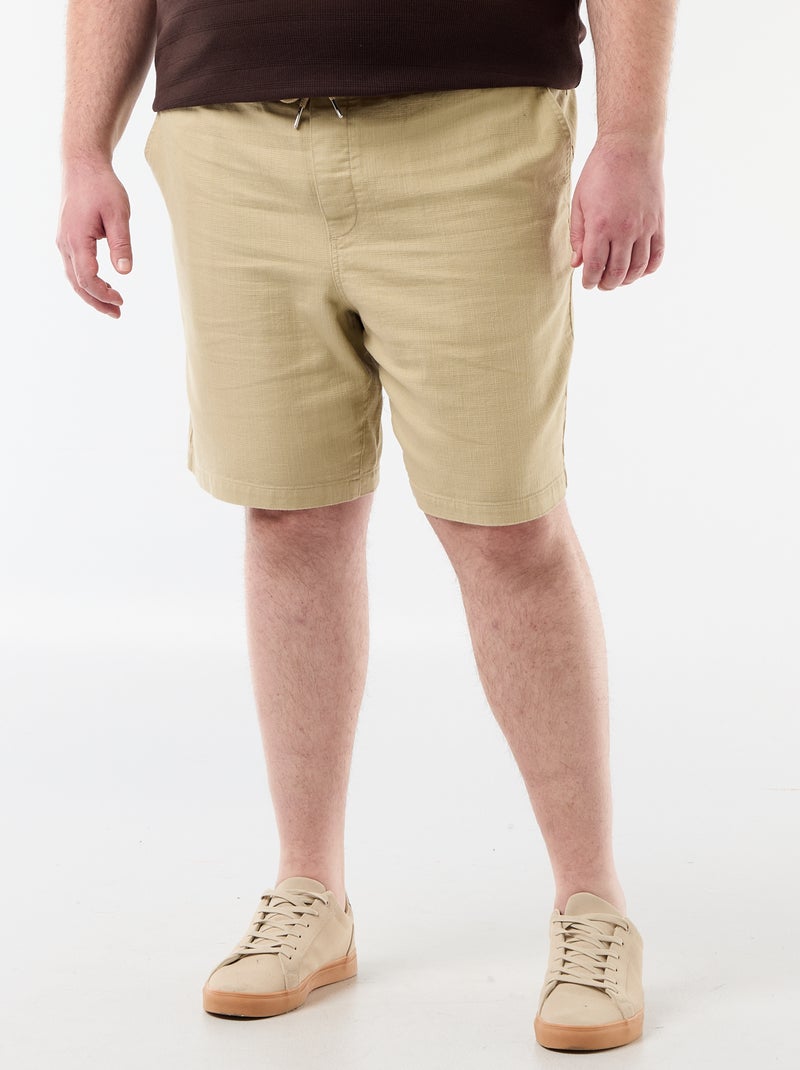 Bermuda uni en matière dobby Beige - Kiabi