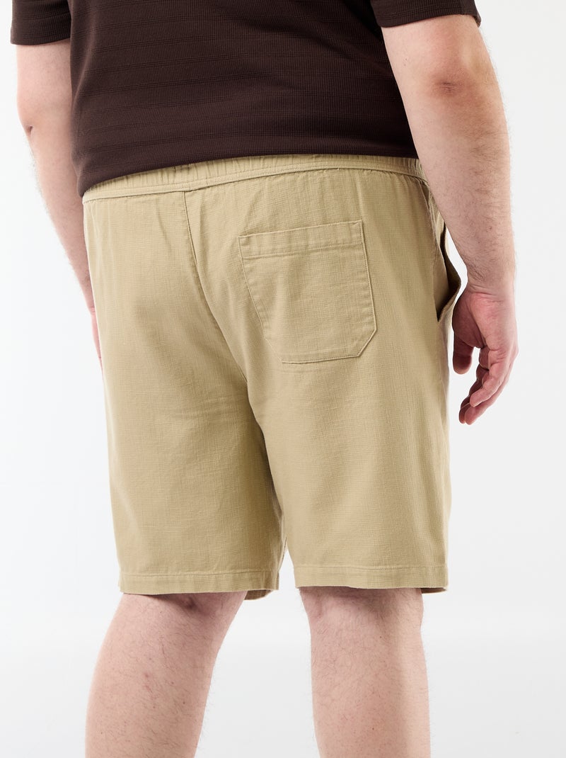 Bermuda uni en matière dobby Beige - Kiabi