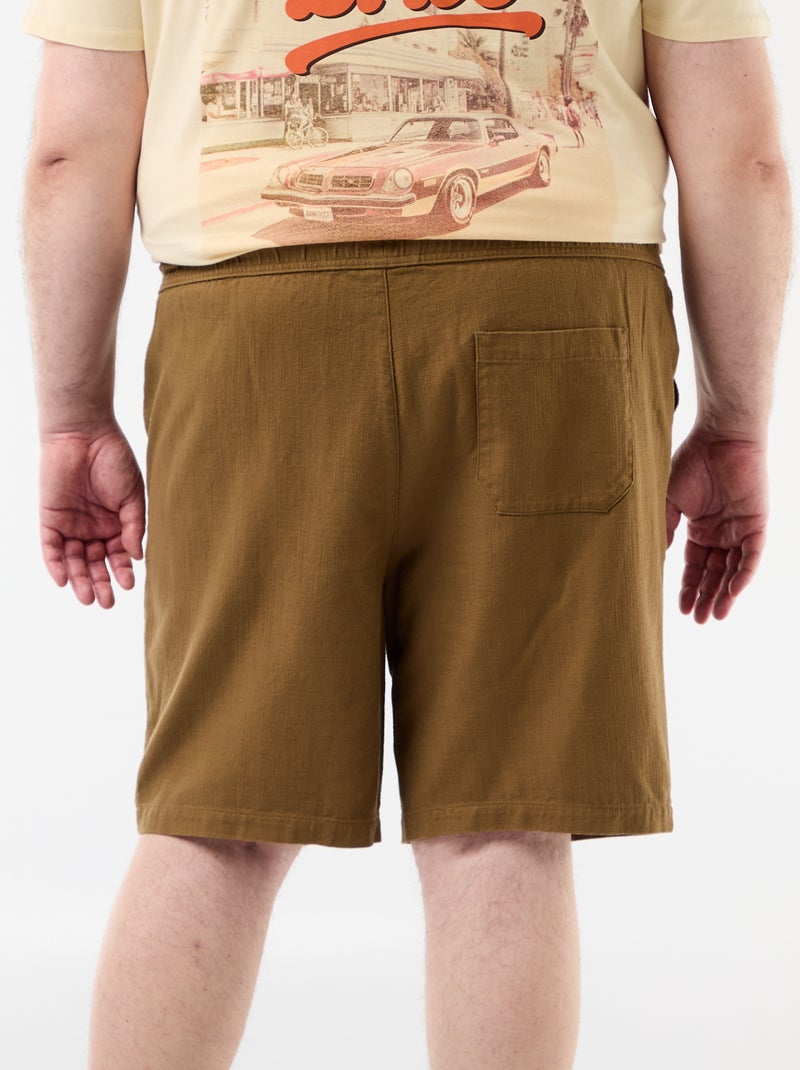 Bermuda uni en matière dobby Marron - Kiabi