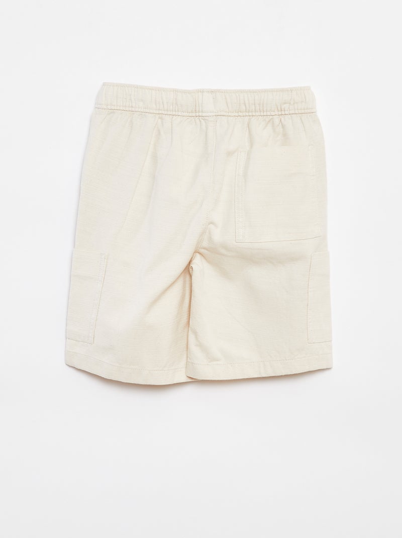 Bermuda uni en twill avec poches Blanc - Kiabi