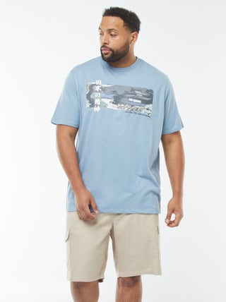 Bermuda uni en twill avec poches latérales