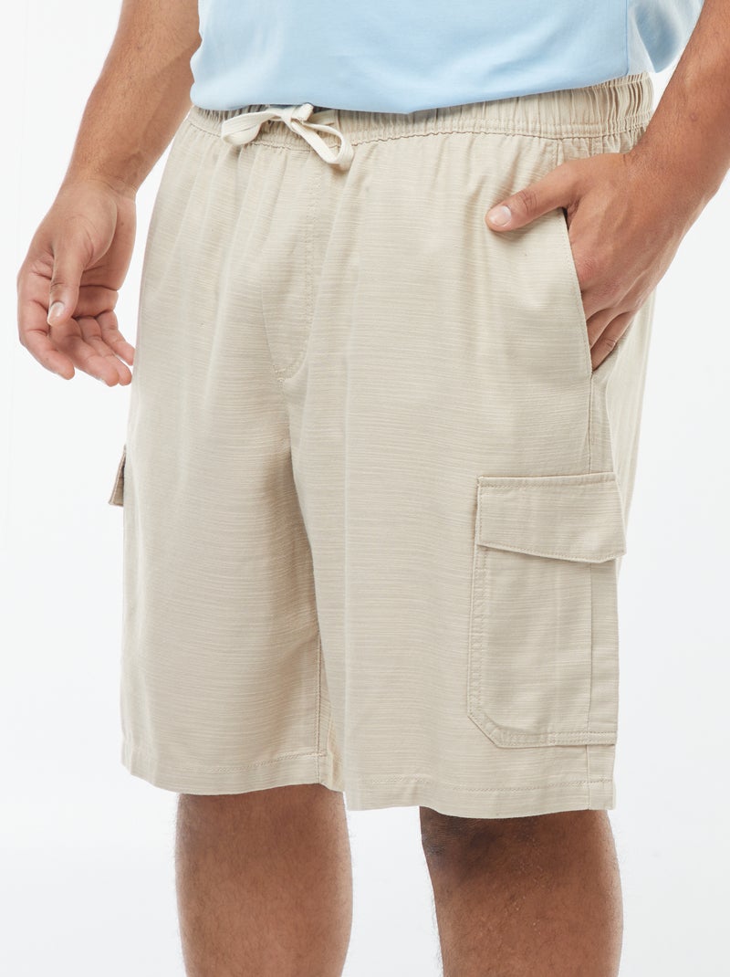 Bermuda uni en twill avec poches latérales Beige - Kiabi