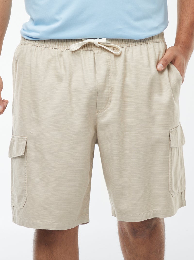 Bermuda uni en twill avec poches latérales Beige - Kiabi