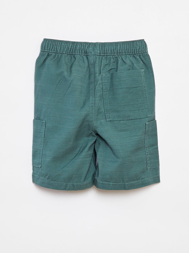 Bermuda uni en twill avec poches VERT - Kiabi