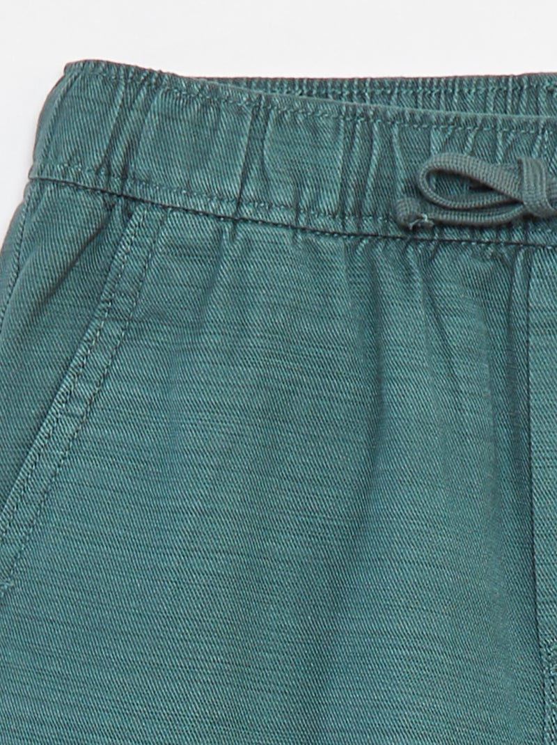 Bermuda uni en twill avec poches VERT - Kiabi