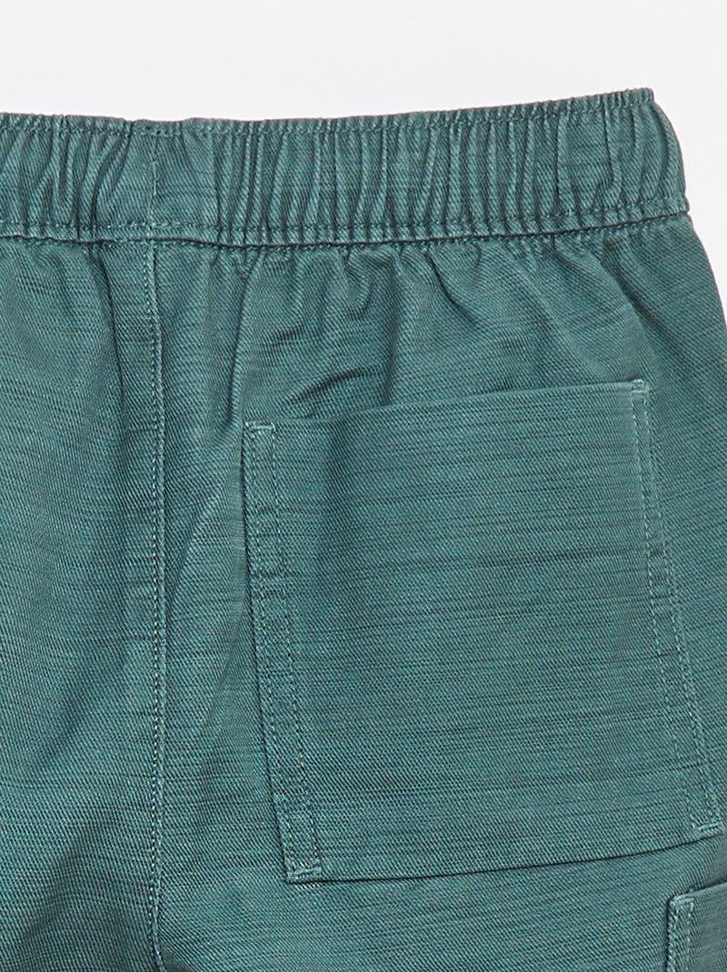 Bermuda uni en twill avec poches VERT - Kiabi