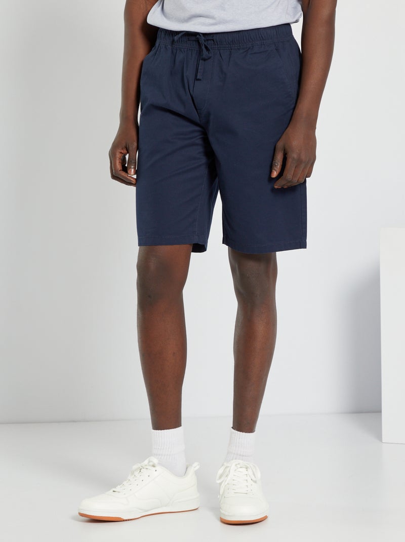 Bermuda uni en twill Bleu marine - Kiabi