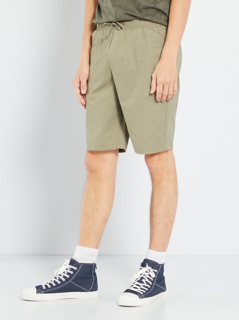 Bermuda uni en twill kaki brun - Kiabi