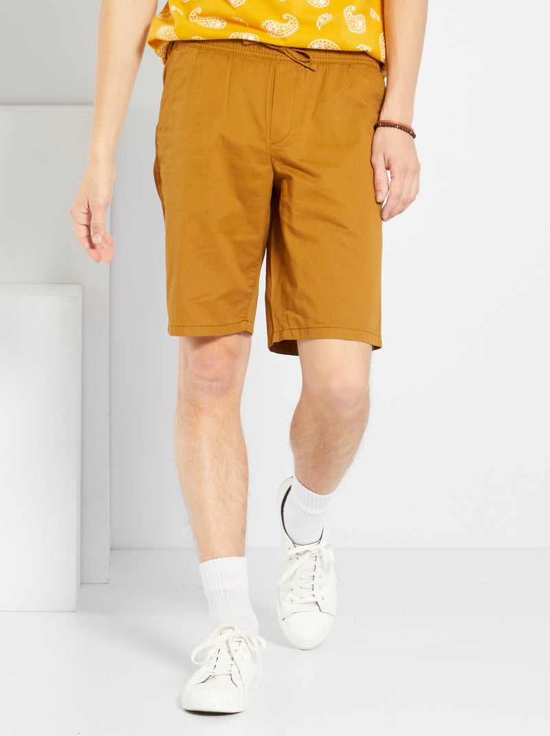 Bermuda uni en twill Rouille - Kiabi