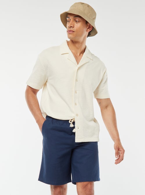 Bermuda uni taille élastiquée + cordons - Kiabi