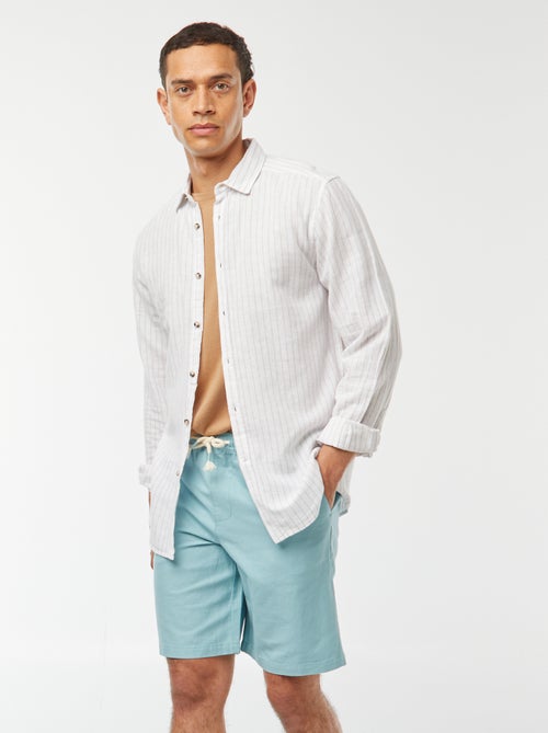 Bermuda uni taille élastiquée + cordons - Kiabi