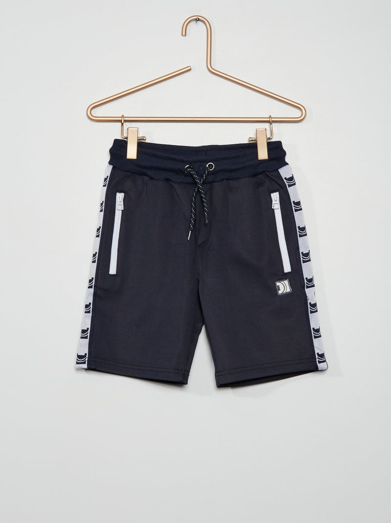 Bermuda zippé en molleton bleu marine - Kiabi