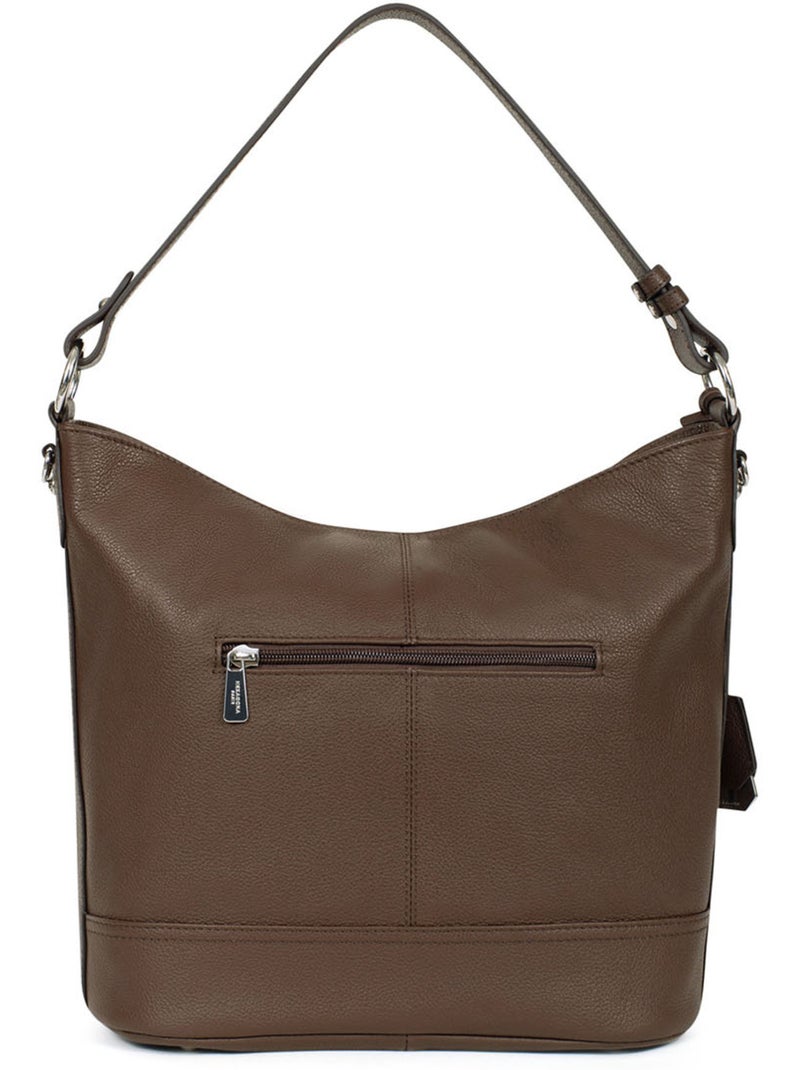 Besace  A4  Cuir CONFORT Cognac - Kiabi