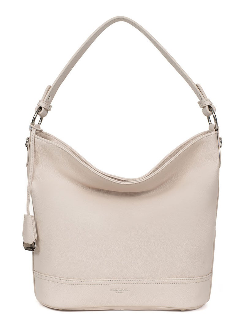 Besace  A4  Cuir CONFORT Ivoire - Kiabi