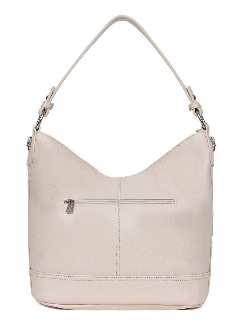 Besace  A4  Cuir CONFORT Ivoire - Kiabi