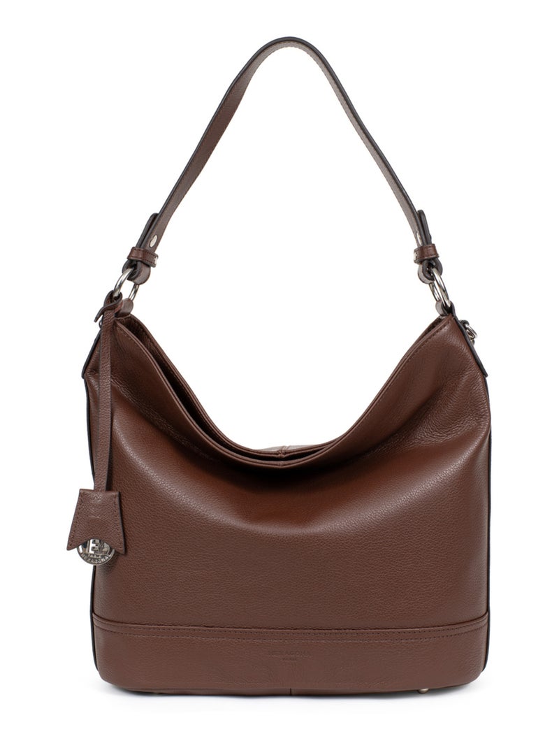 Besace  A4  Cuir CONFORT Marron chocolat - Kiabi