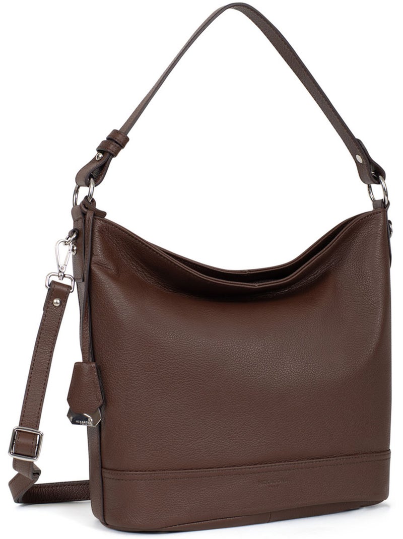 Besace  A4  Cuir CONFORT Marron chocolat - Kiabi