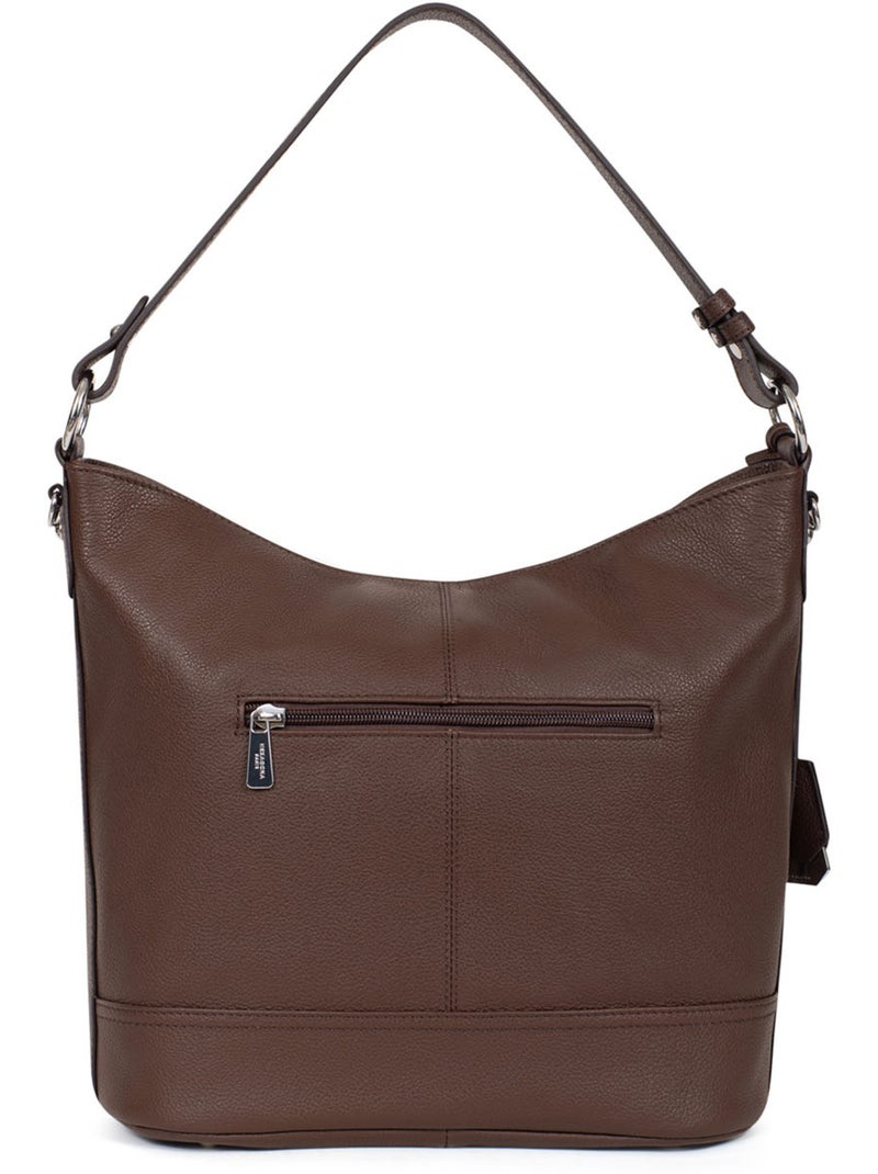 Besace  A4  Cuir CONFORT Marron chocolat - Kiabi