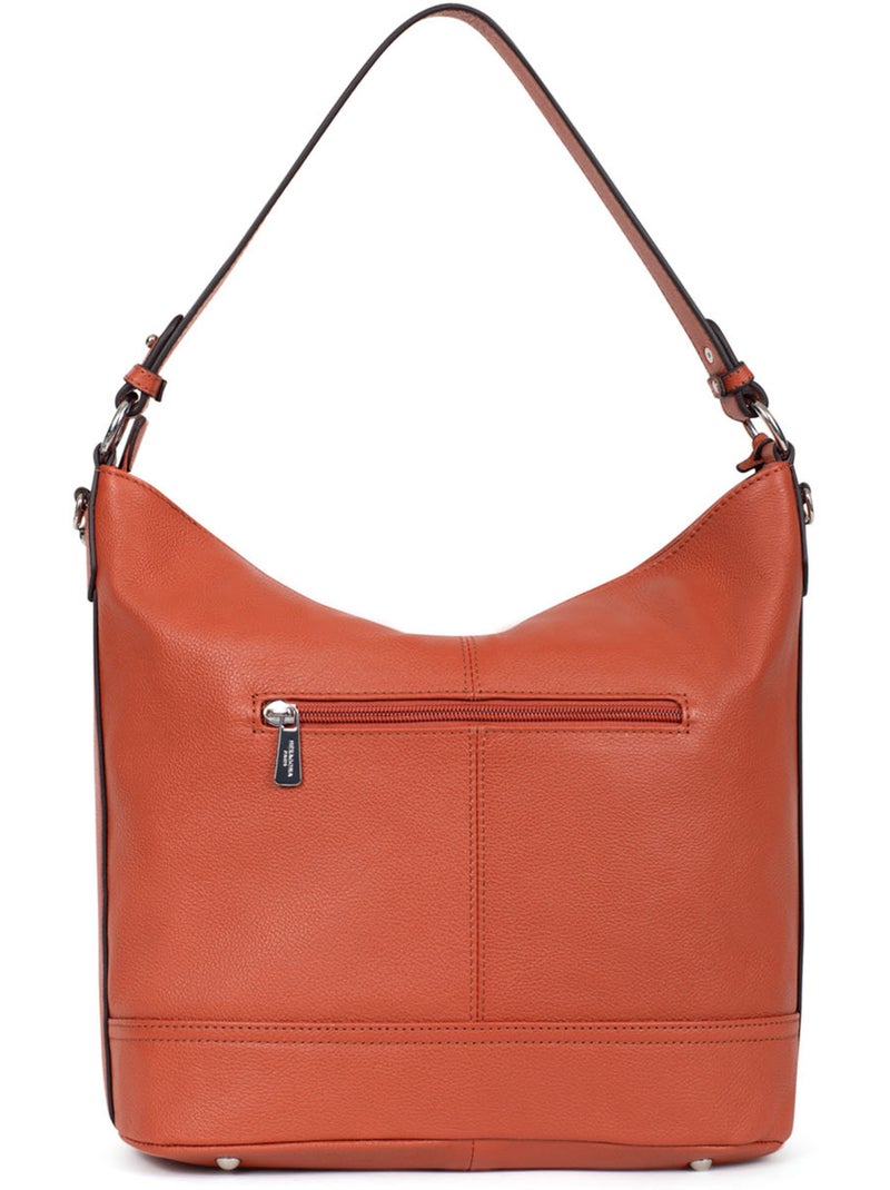 Besace  A4  Cuir CONFORT Orange - Kiabi