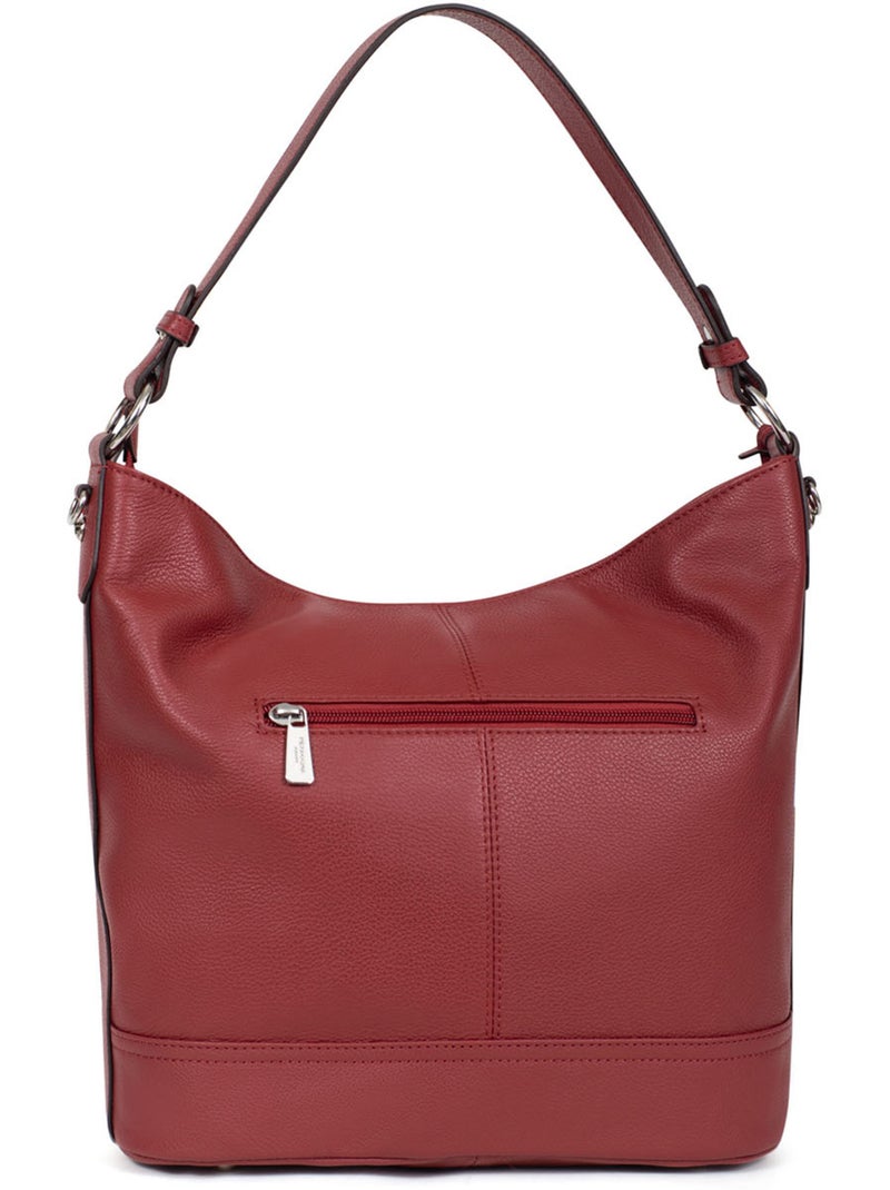 Besace  A4  Cuir CONFORT Rouge foncé - Kiabi