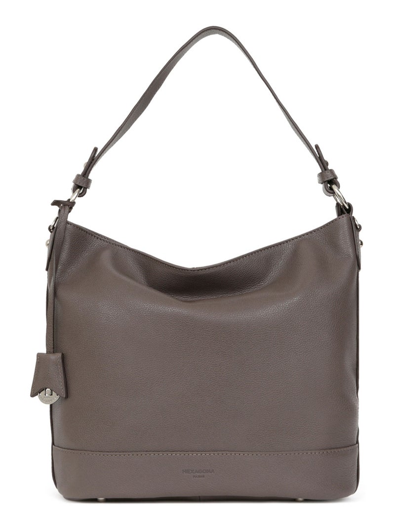 Besace  A4  Cuir CONFORT Taupe - Kiabi