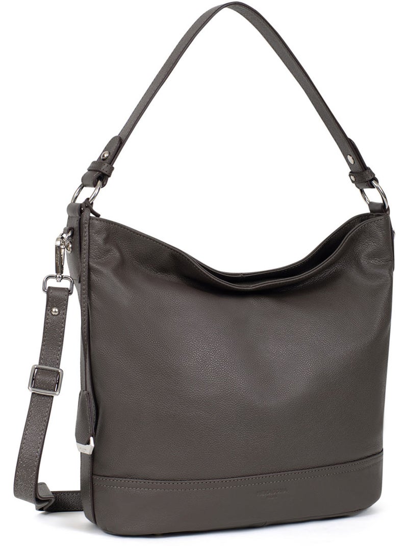 Besace  A4  Cuir CONFORT Taupe - Kiabi