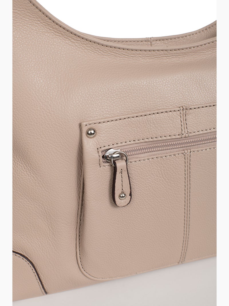 Besace  Cuir CONFORT Beige - Kiabi