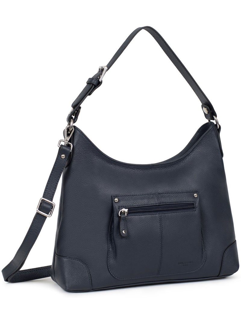 Besace  Cuir CONFORT Bleu marine - Kiabi