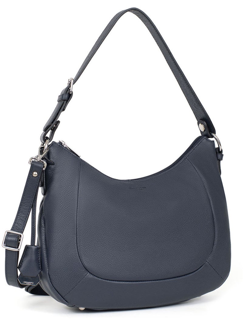 Besace  Cuir CONFORT Bleu marine - Kiabi