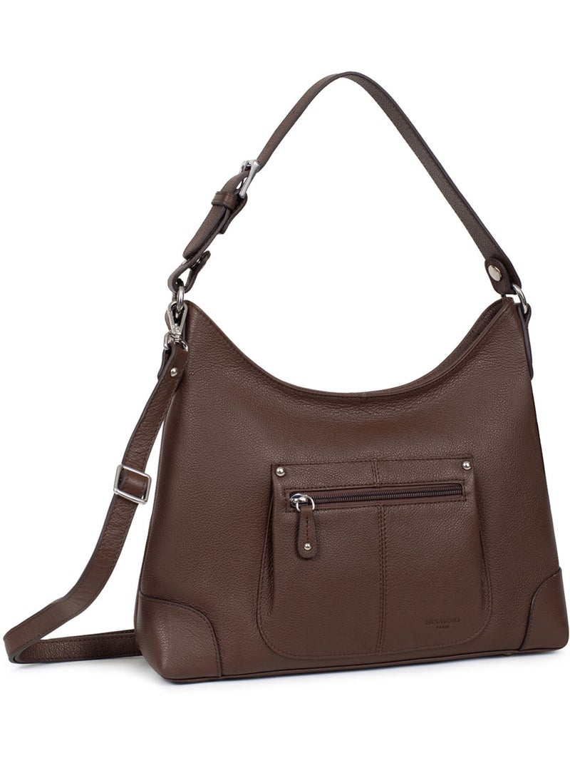 Besace  cuir confort hexagona Marron chocolat - Kiabi