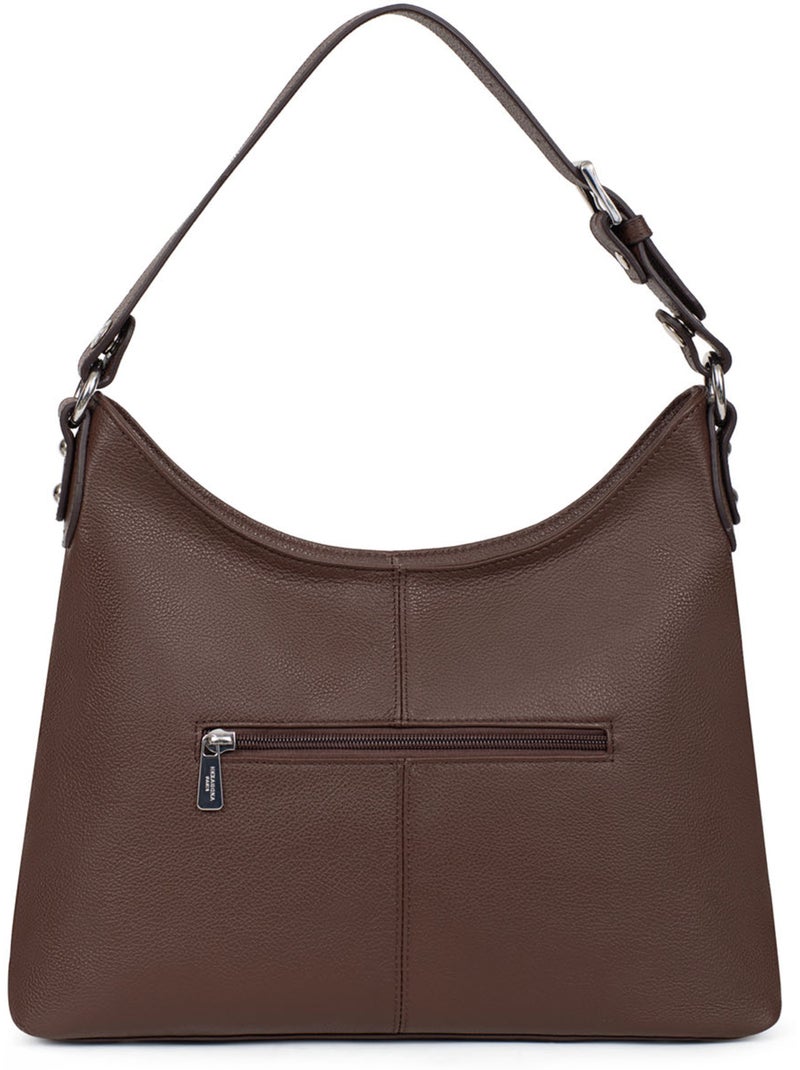 Besace  cuir confort hexagona Marron chocolat - Kiabi